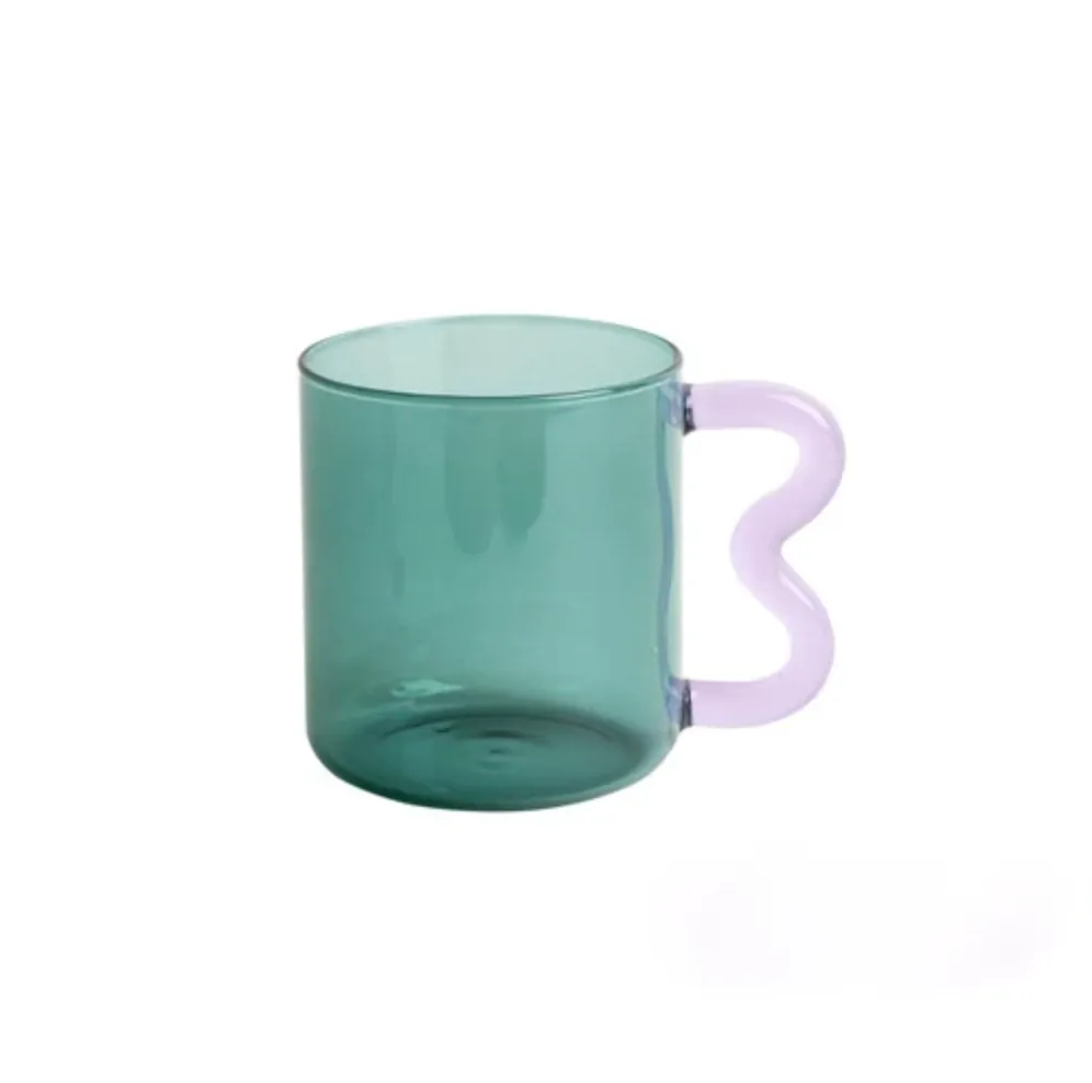 Wavy Handle Glass Mugs