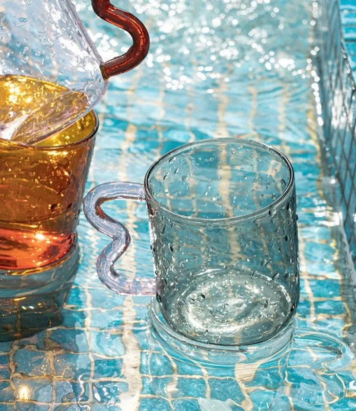 Wavy Handle Glass Mugs