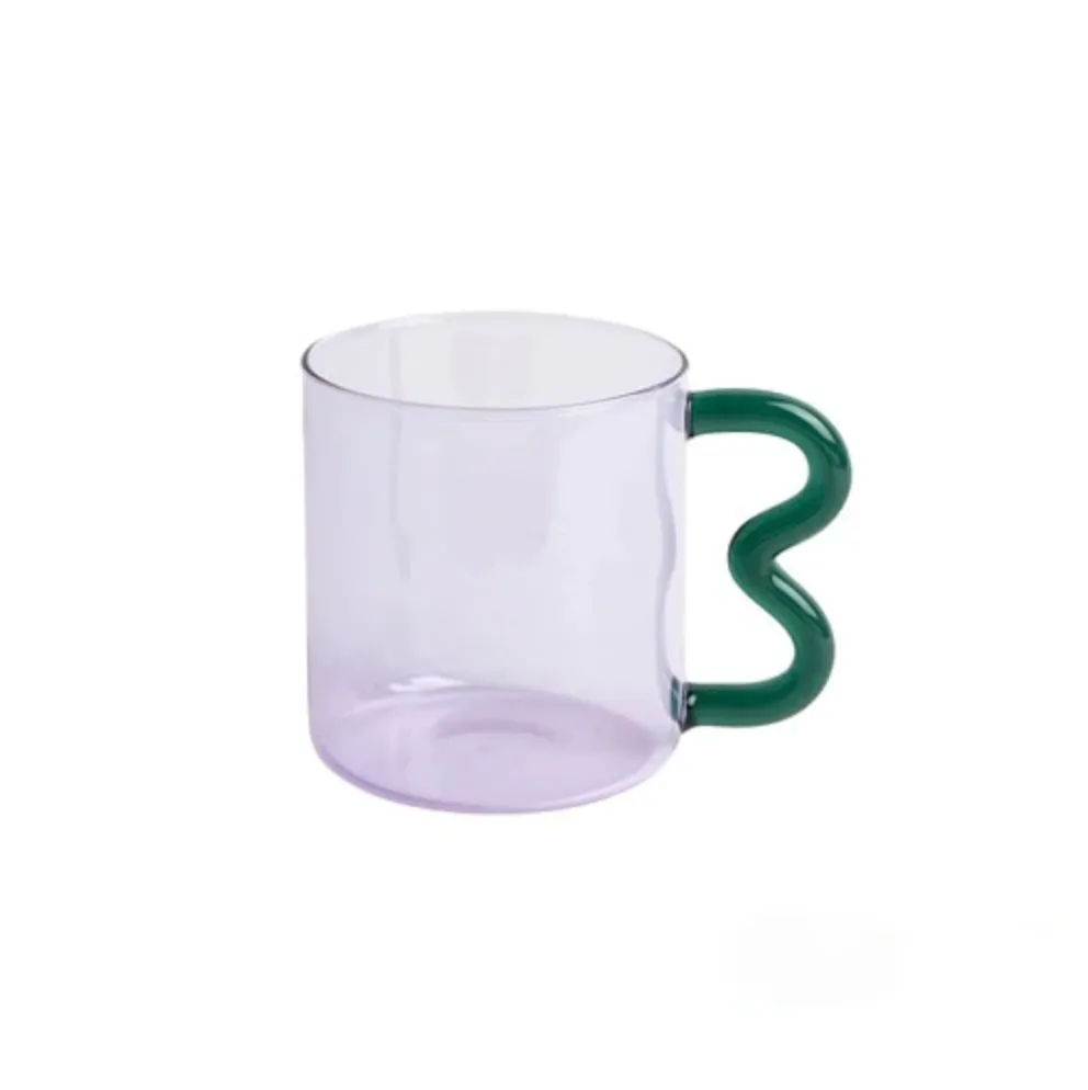 Wavy Handle Glass Mugs