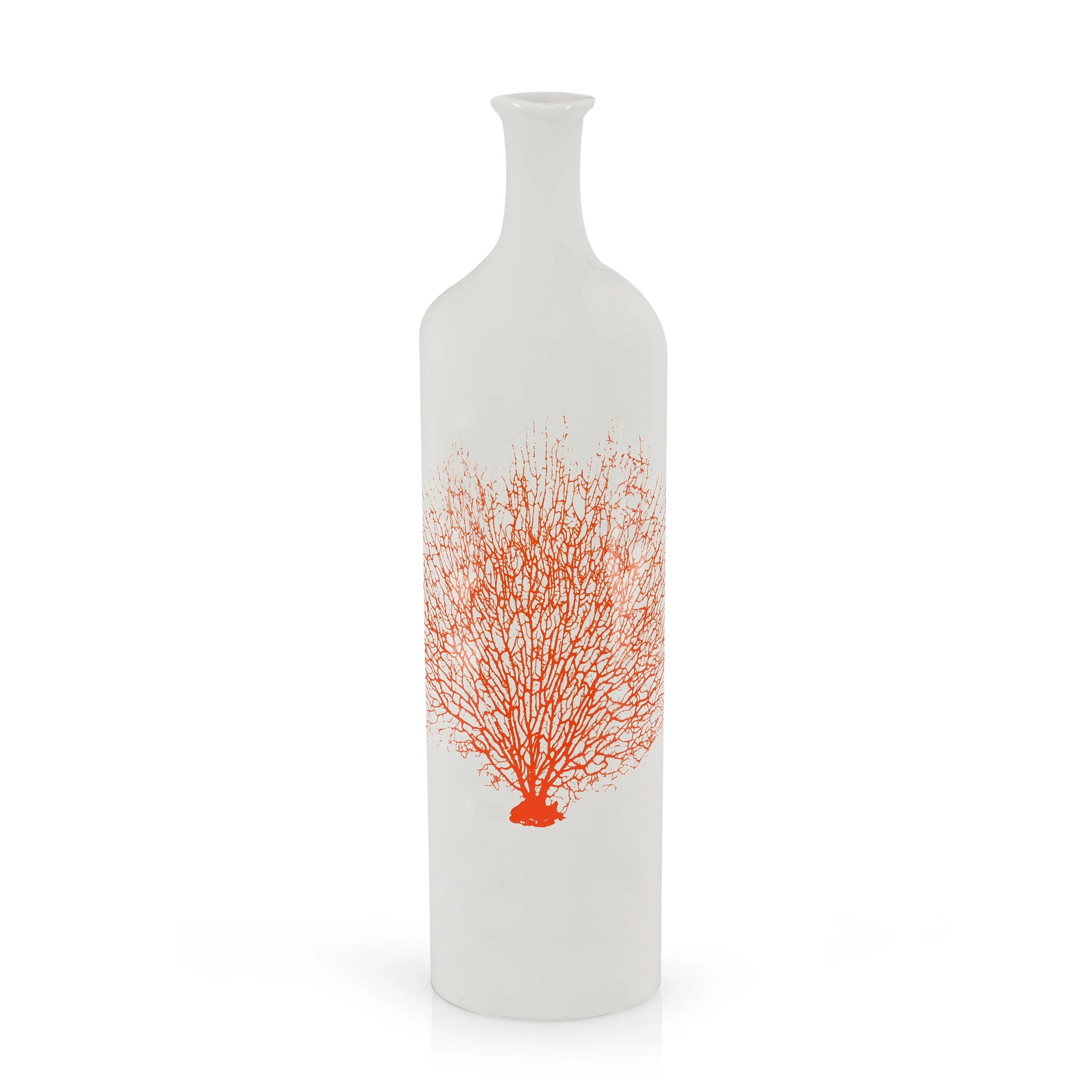 White Bottle Vase w/ Tree Print