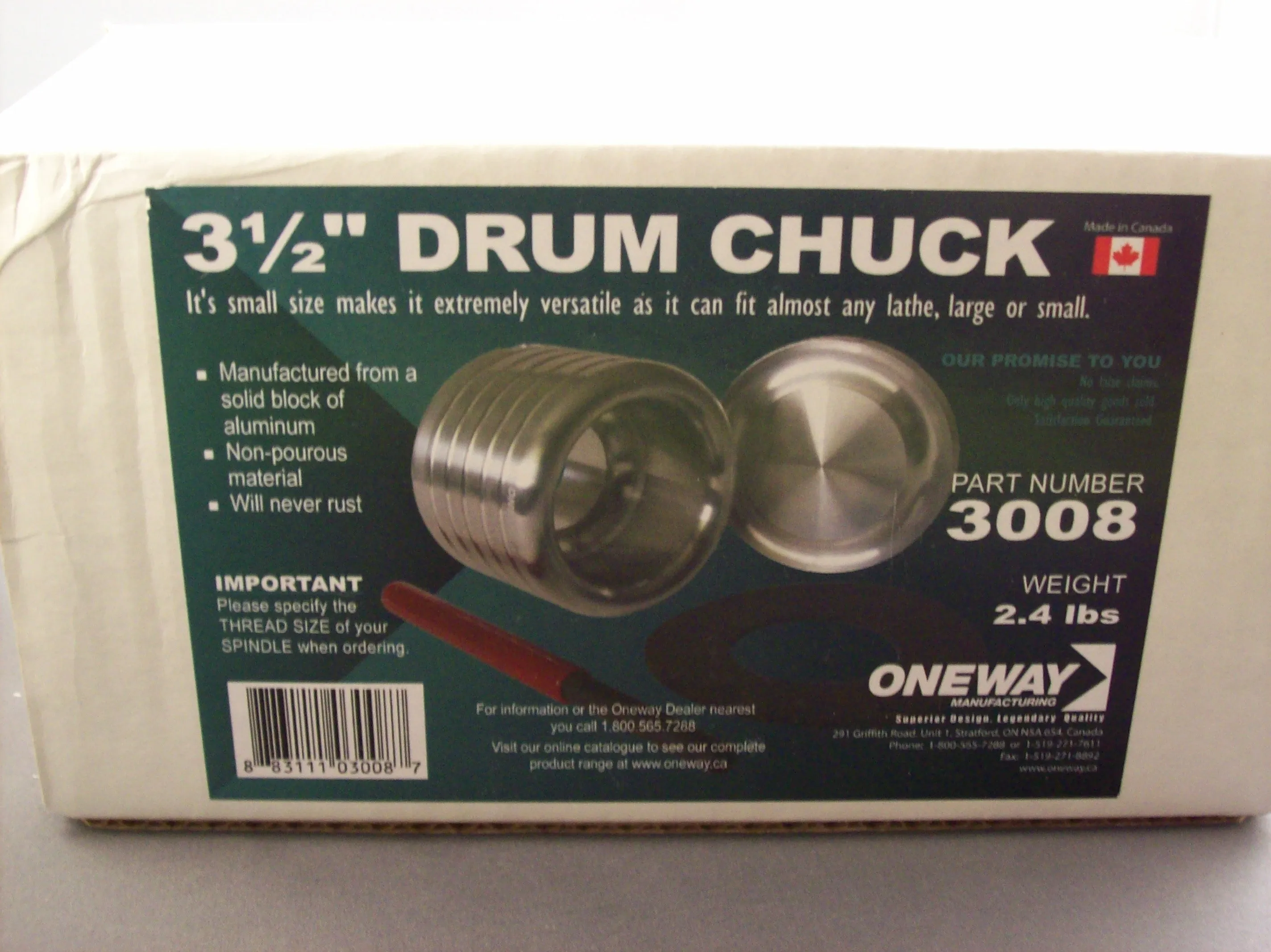 Woodturning, Oneway 3-1/2" Vacuum Chuckw/ adaptor