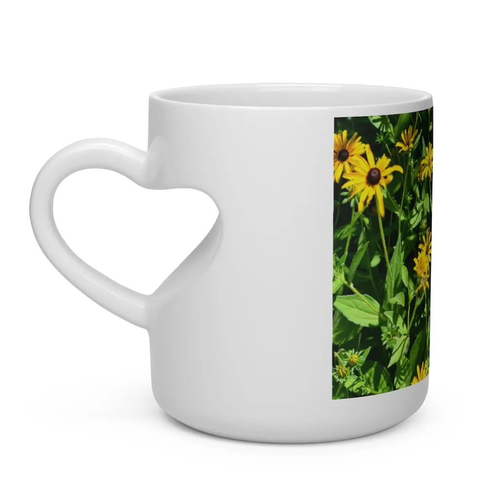 Yellow Flowers Heart Shape Mug