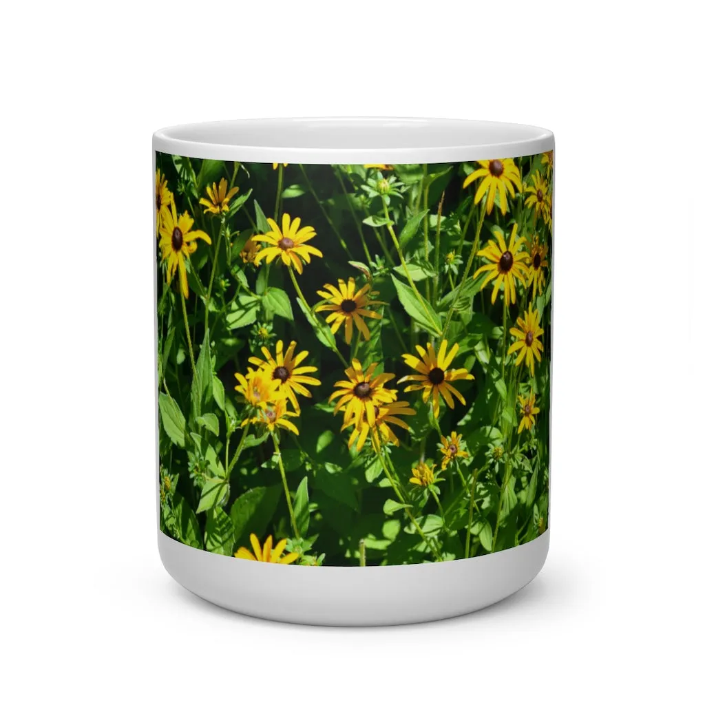 Yellow Flowers Heart Shape Mug