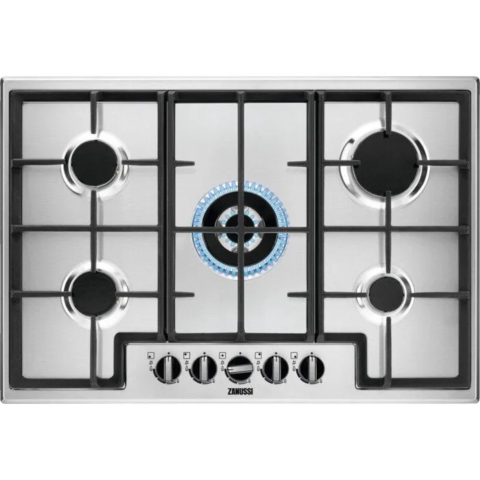 Zanussi ZGNN755X 5 Burner Gas Hob, Stainless Steel