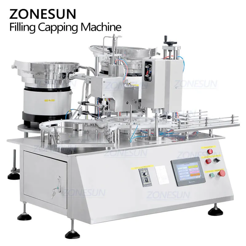 ZONESUN ZS-AFC20 Automatic Peristaltic Pump Aluminum Plastic Caps Bottles Glass Vial Filling Crimping Capping Machine