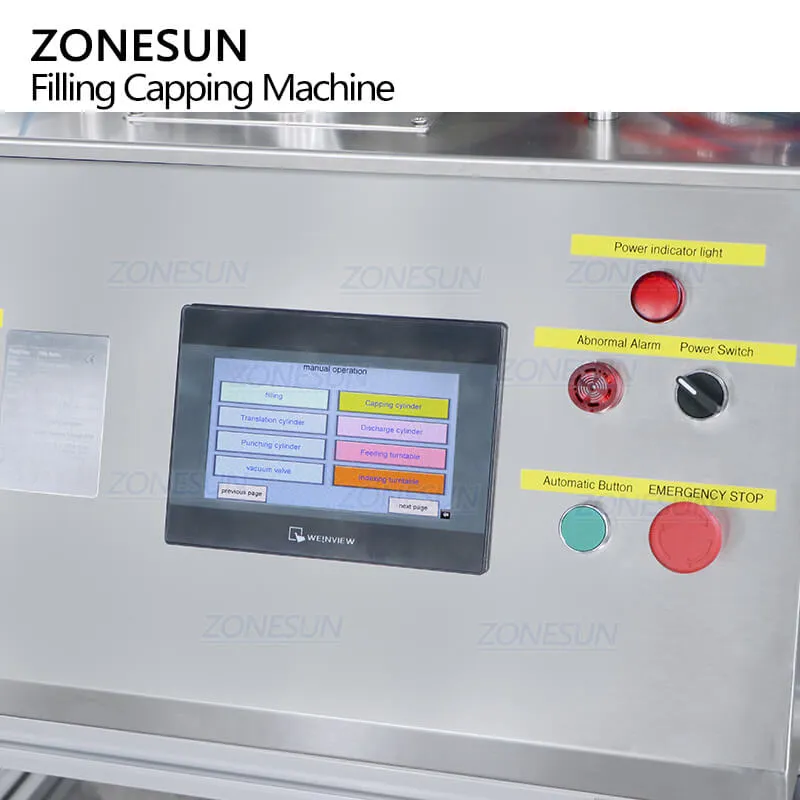 ZONESUN ZS-AFC20 Automatic Peristaltic Pump Aluminum Plastic Caps Bottles Glass Vial Filling Crimping Capping Machine